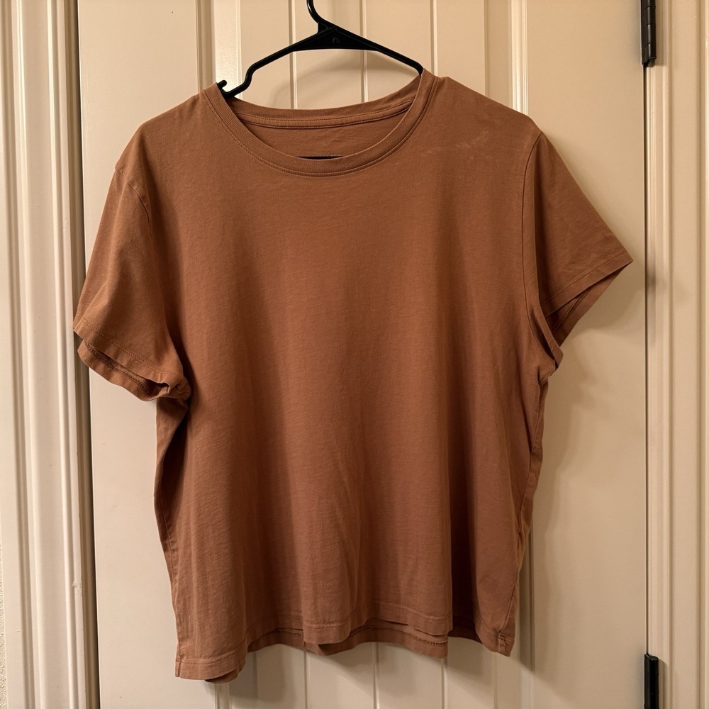 Everlane The Organic Cotton Box-Cut Tee XL Brown Short Sleeve Crew Neck GOTS